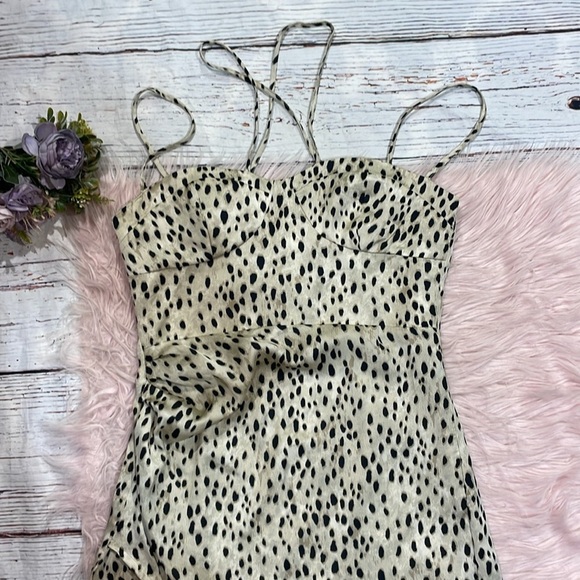 Zara Cream brown leopard print spaghetti strap mini dress - Picture 8 of 9